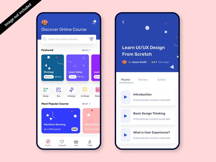 PSD online-kurs & online-klassen-app ui design