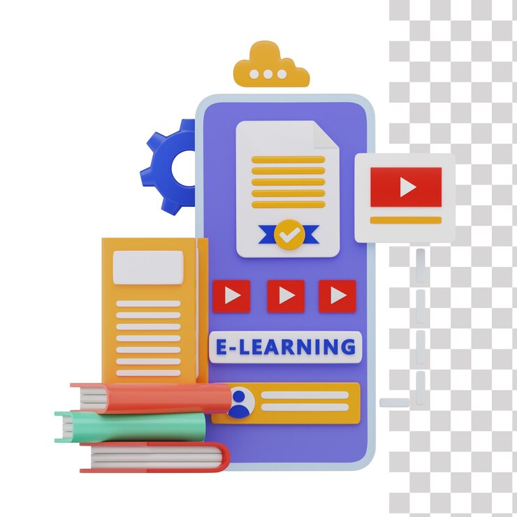 PSD online-lernkurs-app 3d-illustration