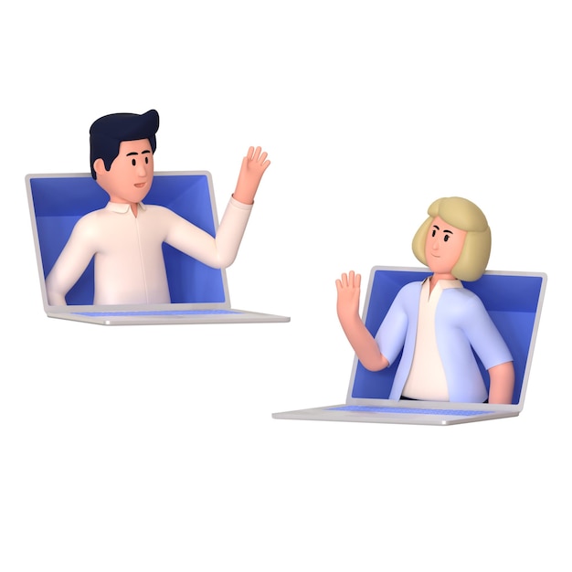 Online-meeting business office agency 3d