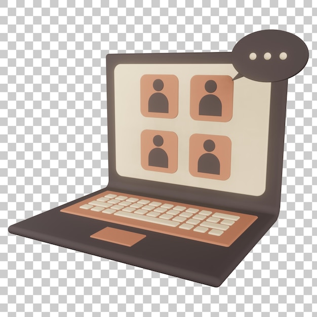 Online-Meeting mit Laptop 3D-Darstellung