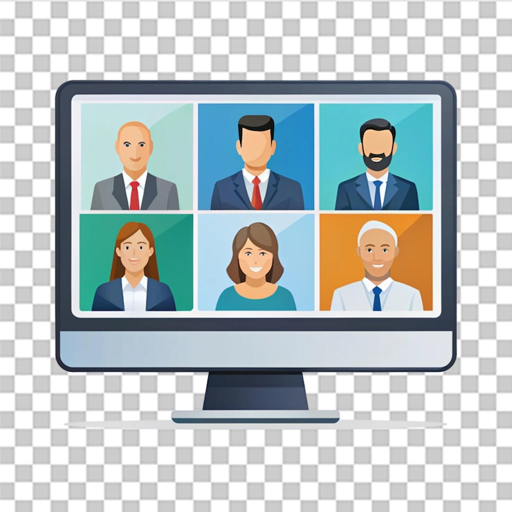 PSD online meeting website front view icon isolated on transparent background