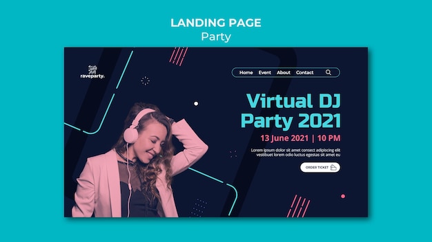 PSD online party landing page vorlage