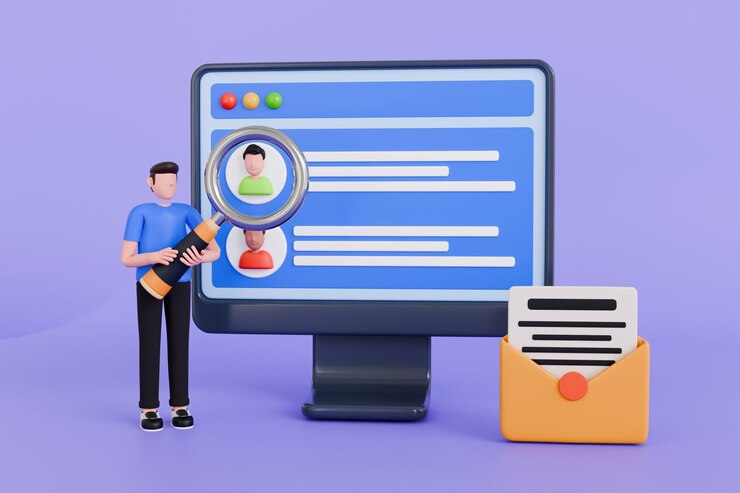PSD online recruitment 3d illustration