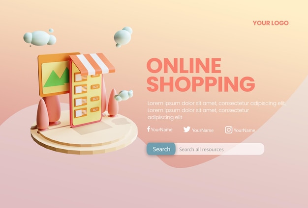 Online-Shop 3D Design Banner Thema