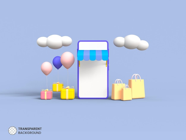 Online-Shop-Symbol isolierte 3D-Render-Illustration