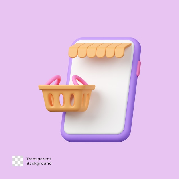 Online-Shopping 3D-Render-Icon-Design