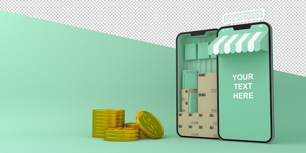 Online-Shopping 3D-Rendering für mobile Anwendungen