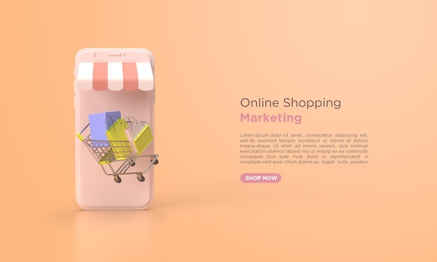 Online-Shopping 3D-Rendering-Marketing