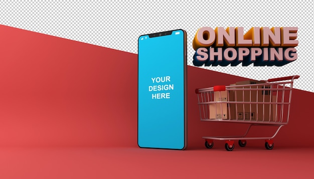 PSD online shopping application mobile dans le rendu 3d