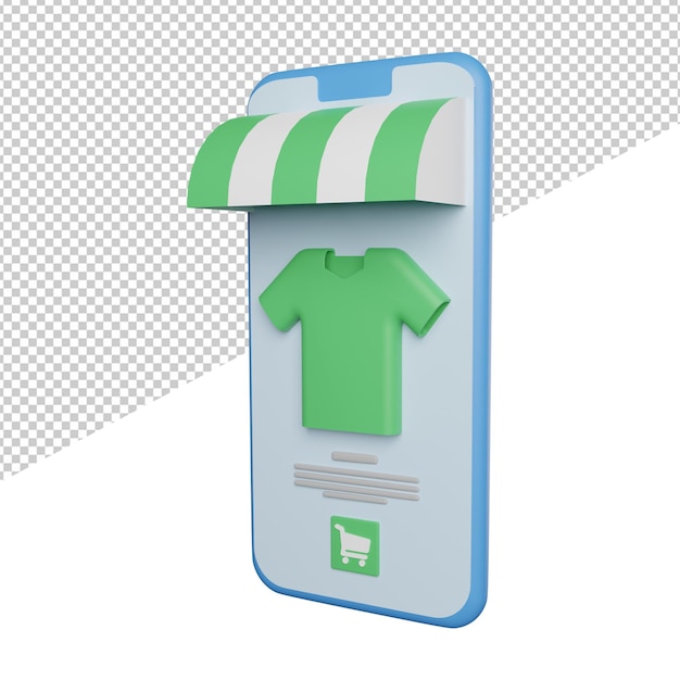 Online-Shopping E-Commerce Seitenansicht 3D-Rendering Illustration Symbol transparenter Hintergrund