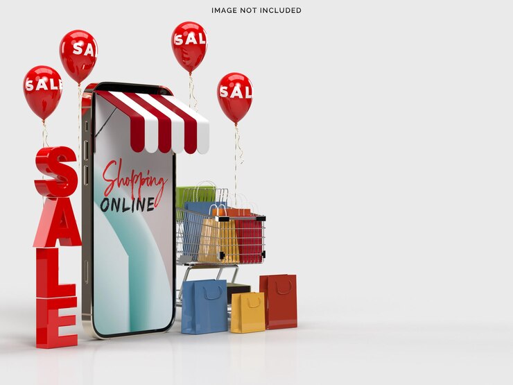 PSD online-shopping mit smartphone-modellen