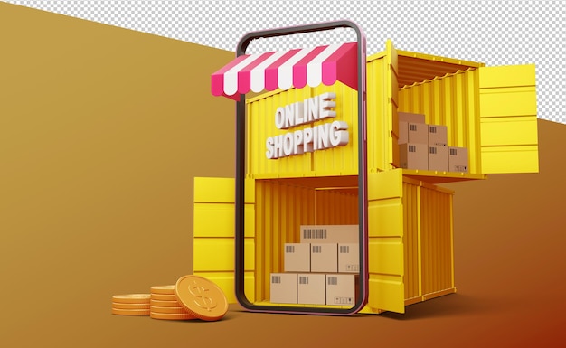 Online Shopping Rendu 3d d'application mobile