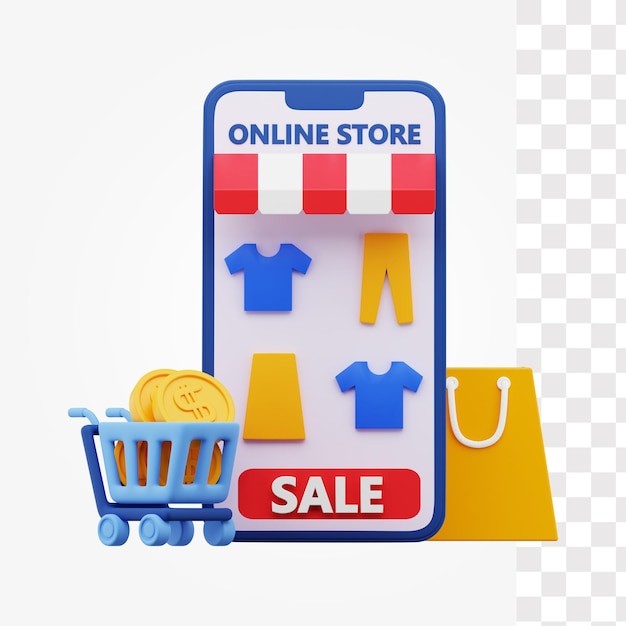 Online-Shopping-Verkauf 3D-Darstellung