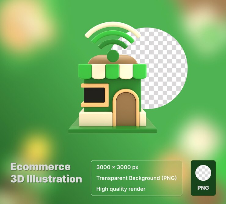 Online store 3D illustration with high quality render