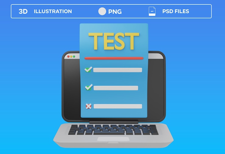 PSD online test 3d illustration