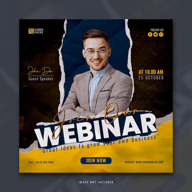 Online-Webinar-Plakat Social-Media-Werbepost und Online-Live-Business-Konferenz Instagram-Post-Vorlage