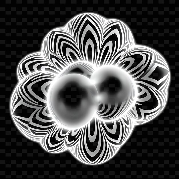 Op Art Cloud ilusoria ópticamente con patrones geométricos que repiten líneas y objetos de neón aislados