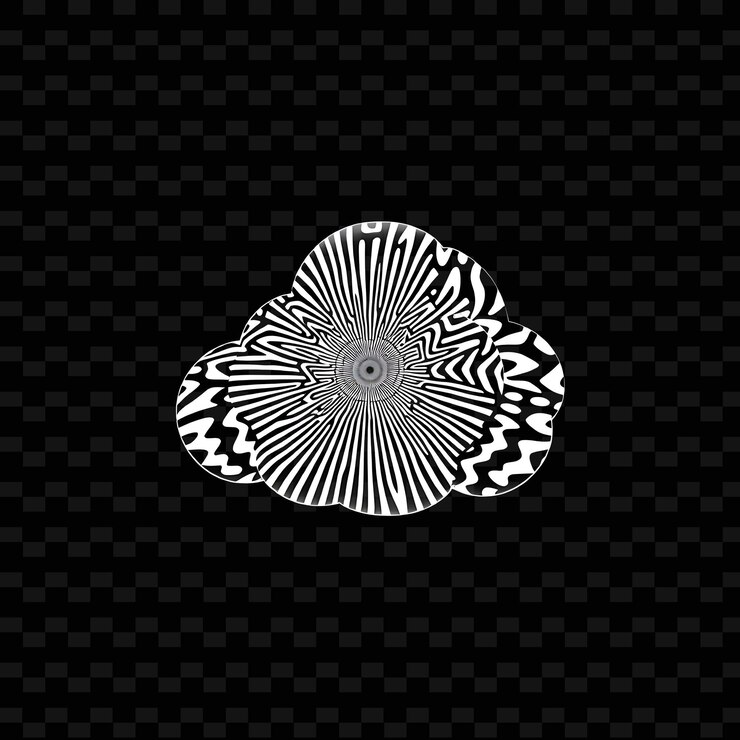 PSD op art cloud ilusoria ópticamente con patrones geométricos que repiten líneas y objetos de neón aislados