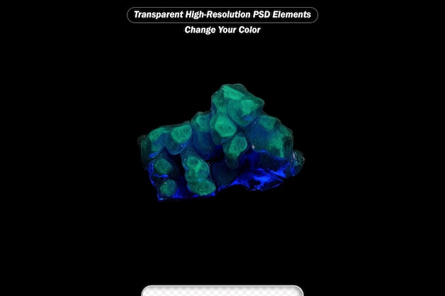 PSD opale de pierre minérale macro sous lumière ultraviolette sur un fond noir