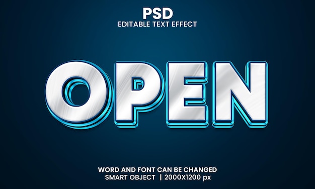 open 3d editable text effect premium psd with background