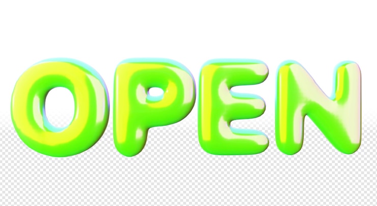 PSD open black friday vendita png lettering icona 3d illustrazione di promozione speciale per copertine commerciali annunci shopping online bannerxa