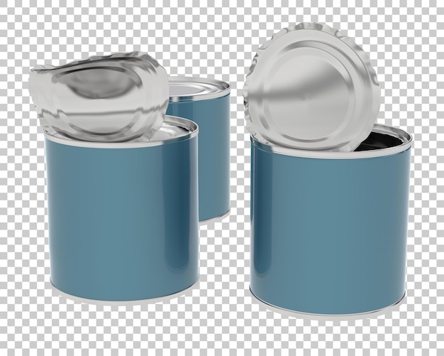 open cans isolated on transparent background 3d rendering illustration