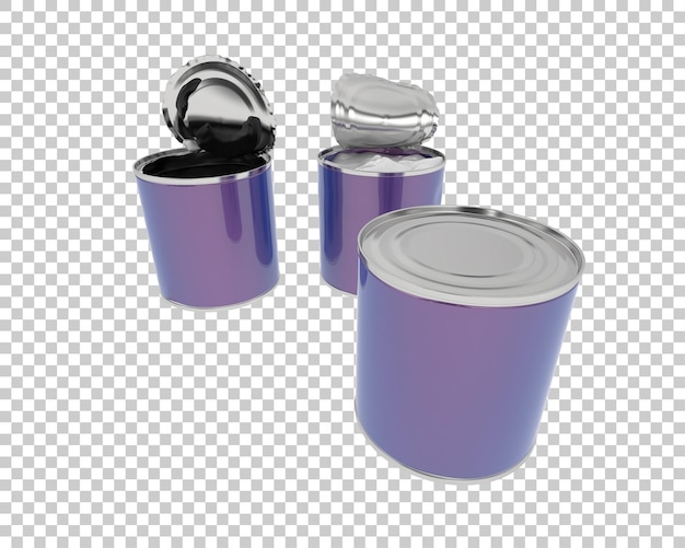 open cans isolated on transparent background 3d rendering illustration