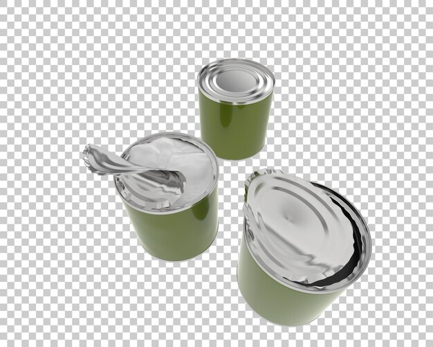 open cans isolated on transparent background 3d rendering illustration