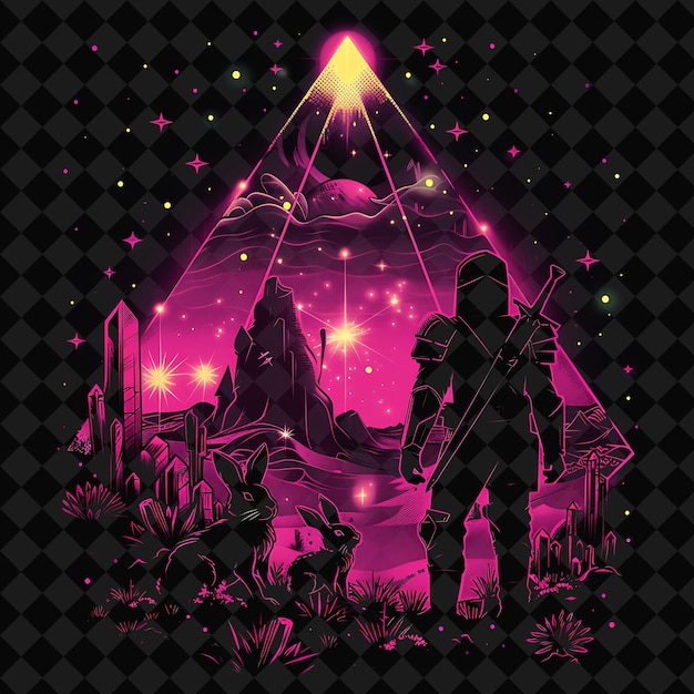 Open Fantasy Nights Enchanted Landscapes mit Neonwald Y2K Kunst und Illustration Tierentwürfe