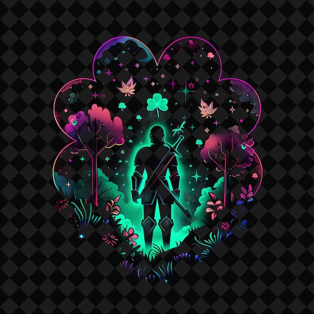 Open Fantasy Nights Paesaggi incantati con foresta di neon Y2K Arte e illustrazione Disegni animali