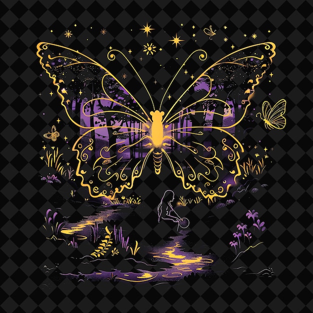 Open Fantasy Nights Paesaggi incantati con foresta di neon Y2K Arte e illustrazione Disegni animali