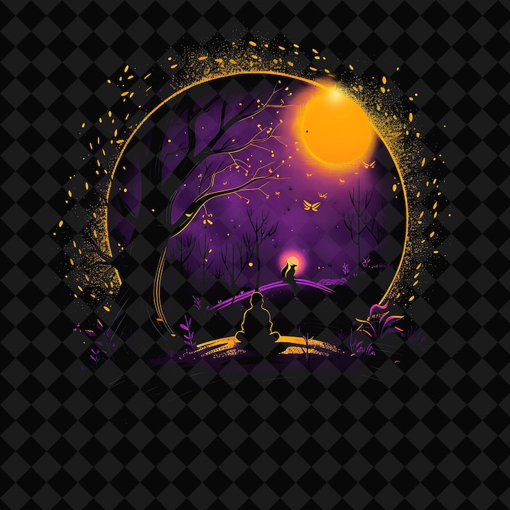 PSD open fantasy nights paisagens encantadas com floresta de neon y2k arte e ilustração desenhos de animais