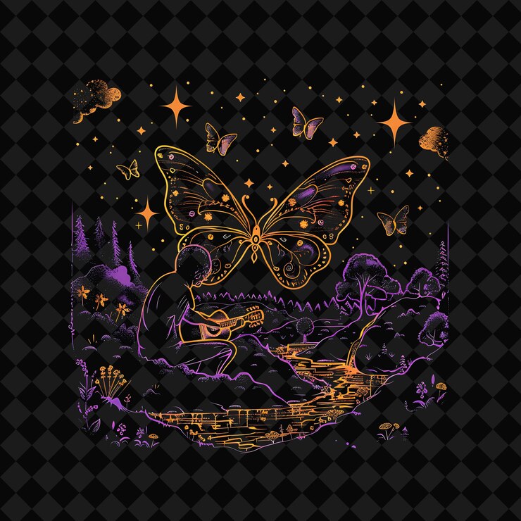 PSD open fantasy nights paisagens encantadas com floresta de neon y2k arte e ilustração desenhos de animais