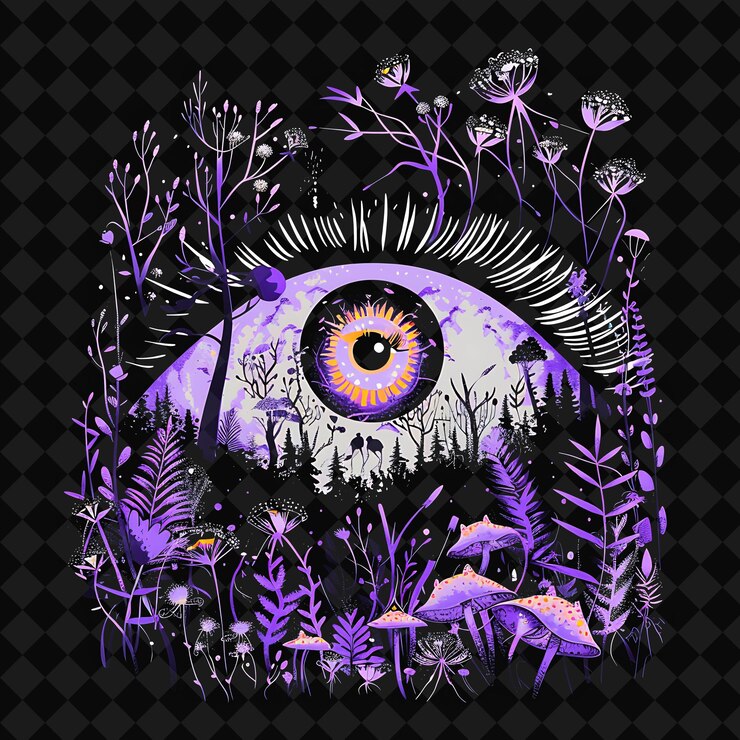PSD open fantasy nights paisajes encantados con bosque de neón y2k arte e ilustración diseños de animales