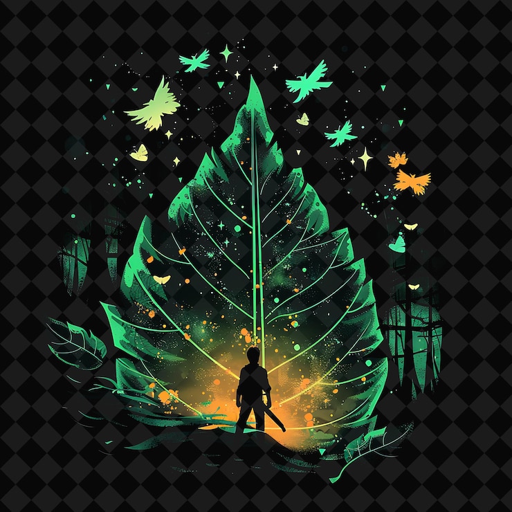 PSD open fantasy nights paisajes encantados con bosque de neón y2k arte e ilustración diseños de animales