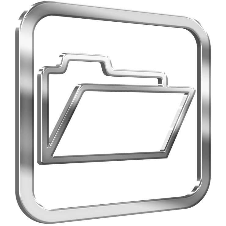 PSD open folder 3d icon with silver metallic effect