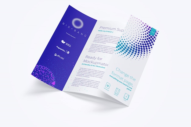 Open gate fold brochure mockup