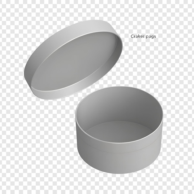 Open Gray Round Box Mockup
