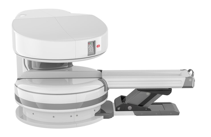 PSD open mri renderização 3d de vista lateral da máquina isolada em fundo transparente