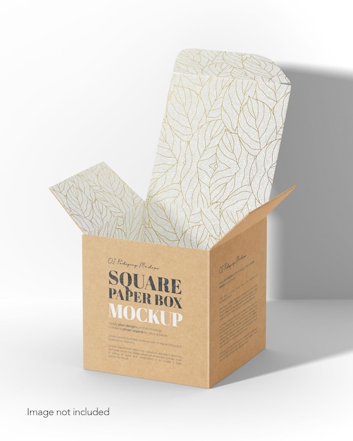 PSD open square cardboard box seitenansicht psd-mockup