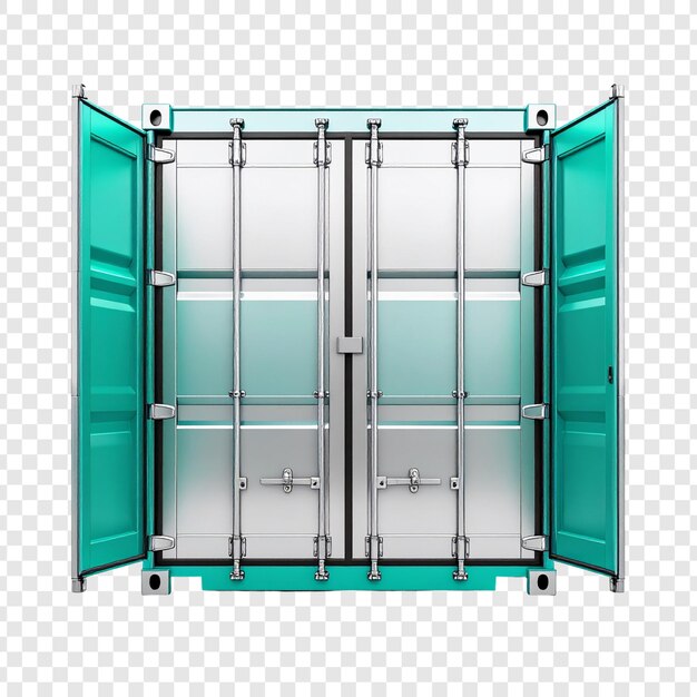 Open teal shipping container illustration