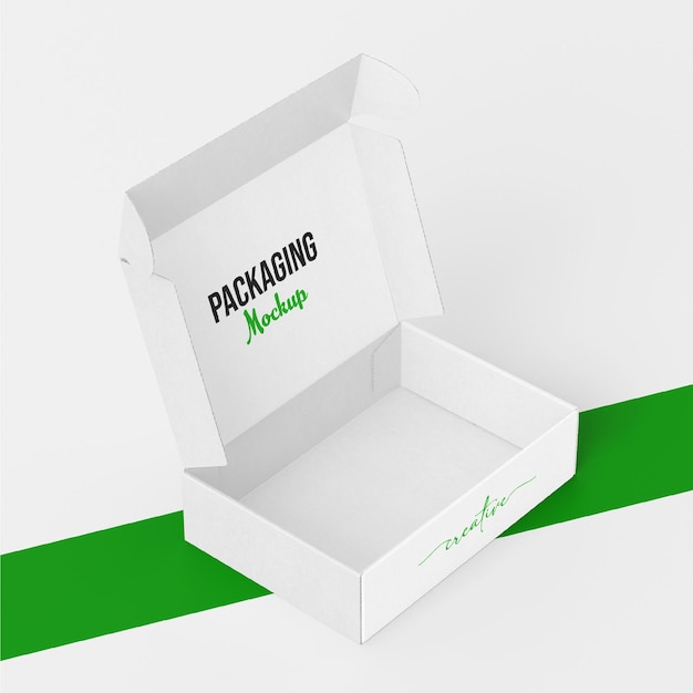 Open White Cardboard Box Mockup for Product Packaging