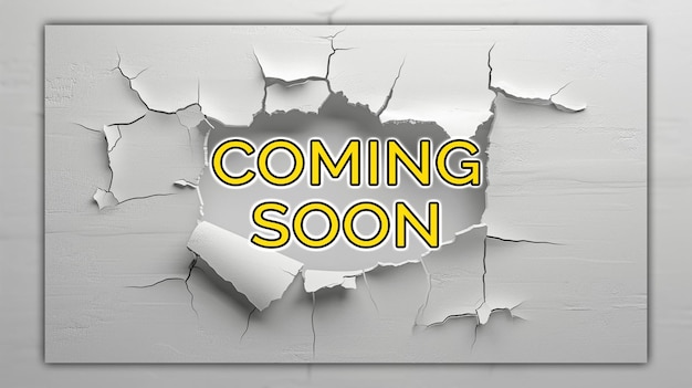 PSD opening soon template made by torn paper and 3d hole in the wall for social media post design