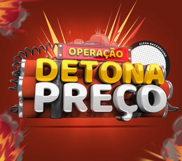 Operación detona precio bomba dinamita oferta minorista y comercial sello 3d