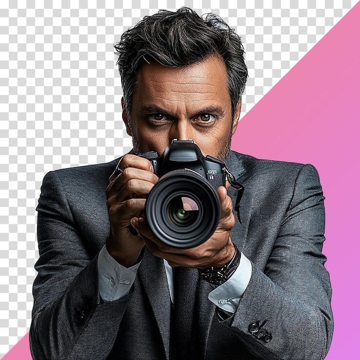 PSD operatore di telecamera che scatta con una telecamera professionale
