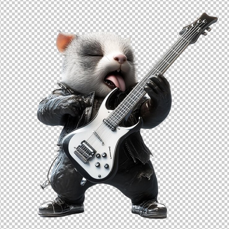 PSD opossum con la guitarra