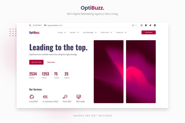 PSD optibuzz simple magenta seo agencia de marketing digital hero image