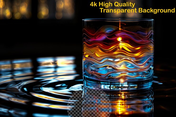 PSD optical illusion from light refraction on transparent background