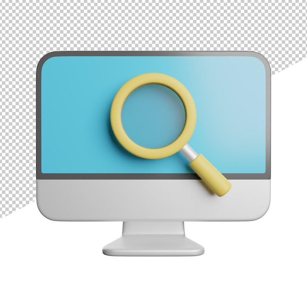PSD optimisation des moteurs de recherche un écran d'ordinateur avec une loupe dessus