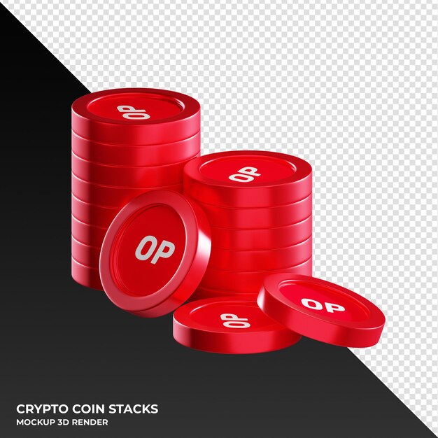 Optimisme Op Coin Stacks Illustration De Rendu 3d De Crypto-monnaie